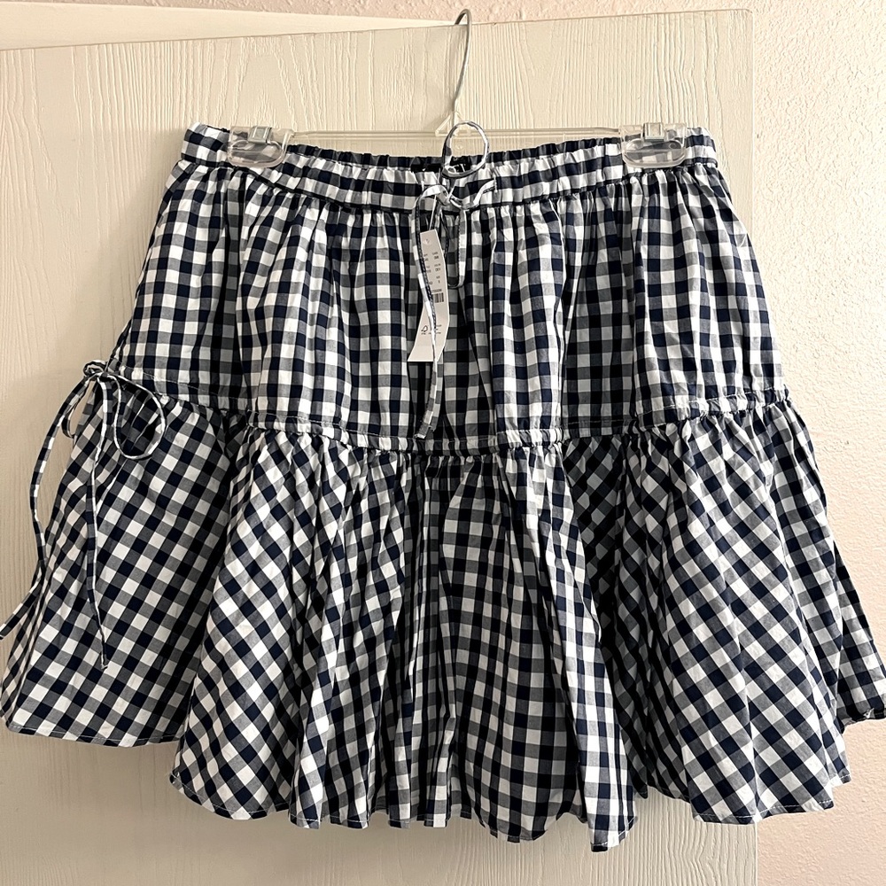 JCrew NWT skirt in navy and white gingham size small